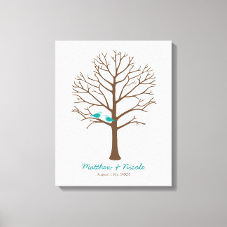 Lienzo Boda de árbol de huellas dactilares de aves marron