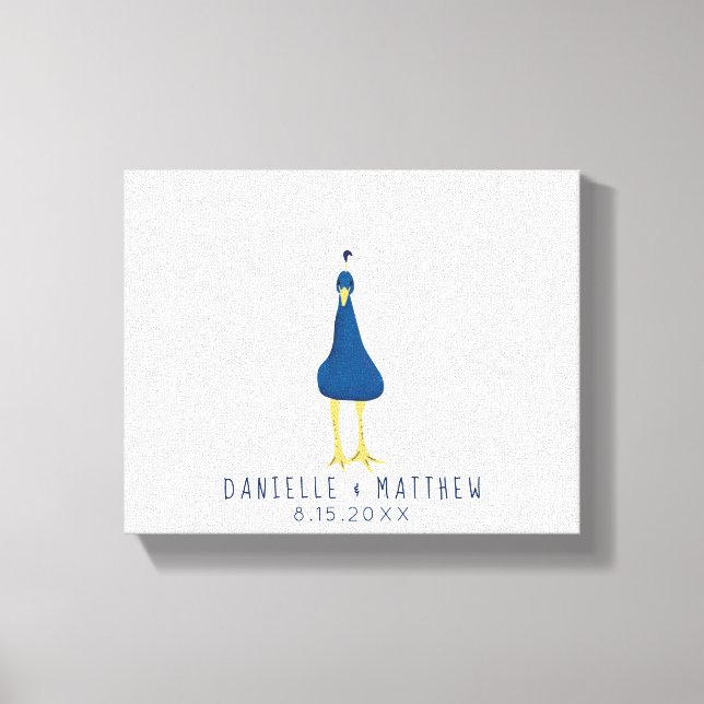 Lienzo Boda de cola de pavo real con huella digital (Anverso)