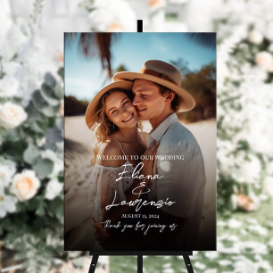 Lienzo Boda de fotografía cartel de bienvenida caligrafía