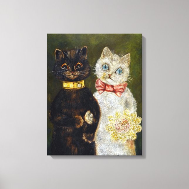 Lienzo Boda de gatos, matrimonio, novia, Louis Wain (Anverso)