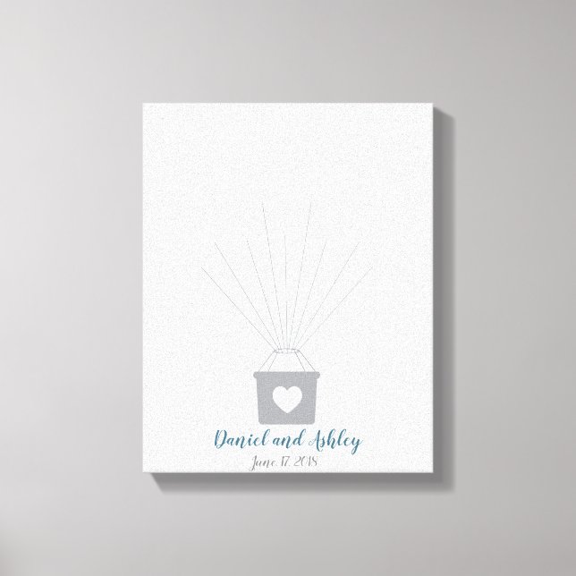 Lienzo Boda de globo aerostático Fingprint Guest Book (Anverso)