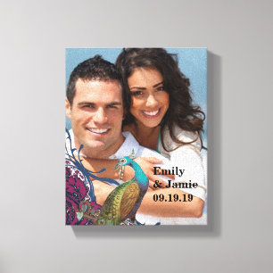 Lienzo Boda de pavo real Damask elegante de Navy y Berry 