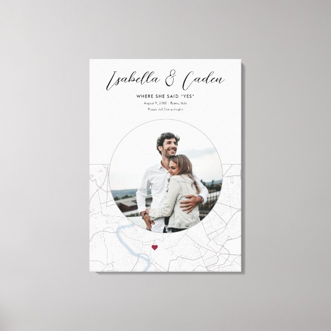 Lienzo Boda del mapa de Roma foto regalo vertical (Anverso)