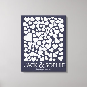 Lienzo boda firma libro invitado corazón elegir color