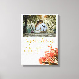 Lienzo Boda Forever Golden Script Oleander Floral