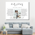 Lienzo Boda fotográfico romántico Vow Keepsake<br><div class="desc">Boda fotográfico romántico de caligrafía vota impresión de lienzo Keepsake</div>