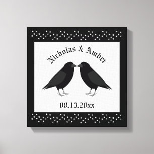 Lienzo Boda gótico Kissing Ravens Personalizado