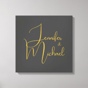 Lienzo Boda Minimalista Moderna Nombre Caligrafía Sencill