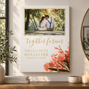 Lienzo Boda Oleander Floral Guión Dorado Para Siempre