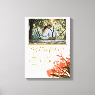 Lienzo Boda Oleander Floral Guión Dorado Para Siempre