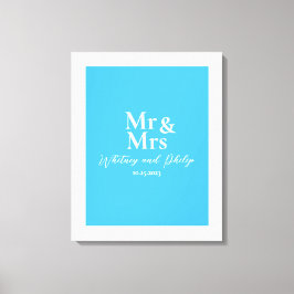Lienzo Boda personalizada vota al Sr. Cayman Blue
