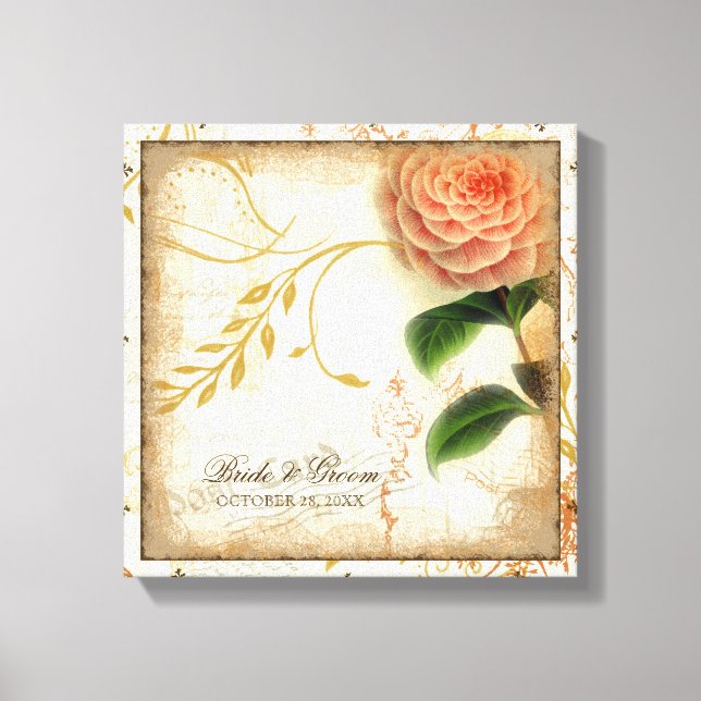Lienzo Boda personalizado de camellia botánica personaliz (Anverso)