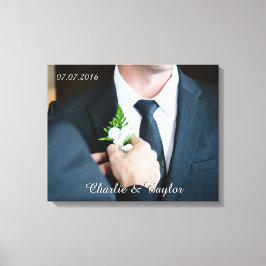 Lienzo BODA personalizado de FOTO texto envuelto en lienz