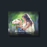 Lienzo Boda personalizado de guión elegante<br><div class="desc">Agregue su foto de boda a este lienzo y personalice con sus nombres y fecha de boda.</div>