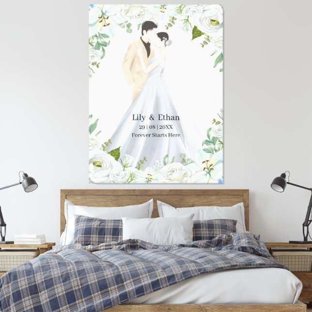 Lienzo Boda Romántica con Acuarela (Insitu(Dormitorio))