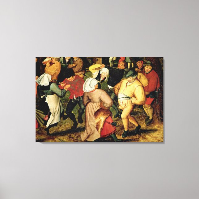 Lienzo Boda rústico, detalle de la gente bailando (Anverso)