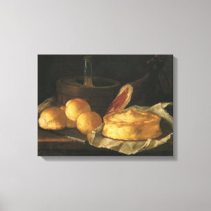 Lienzo Bodegón con tarta de pan y jamón, Giuseppe Recco