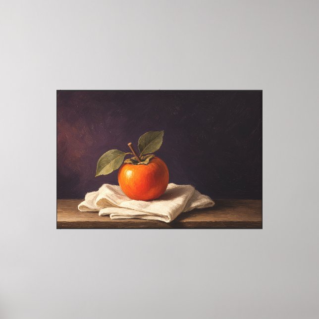 Lienzo Bodegón de Fruta de Caqui Única (Anverso)