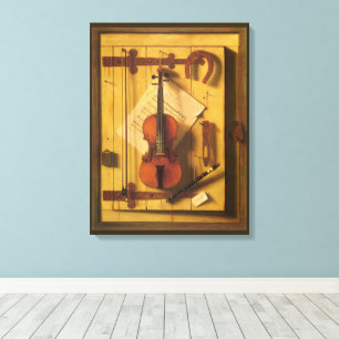 Lienzo Bodegón Violín y Música de William Harnett