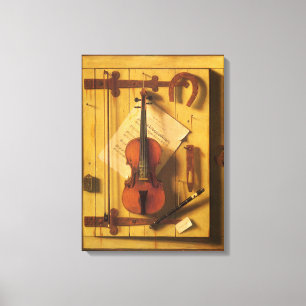 Lienzo Bodegón Violín y Música de William Harnett
