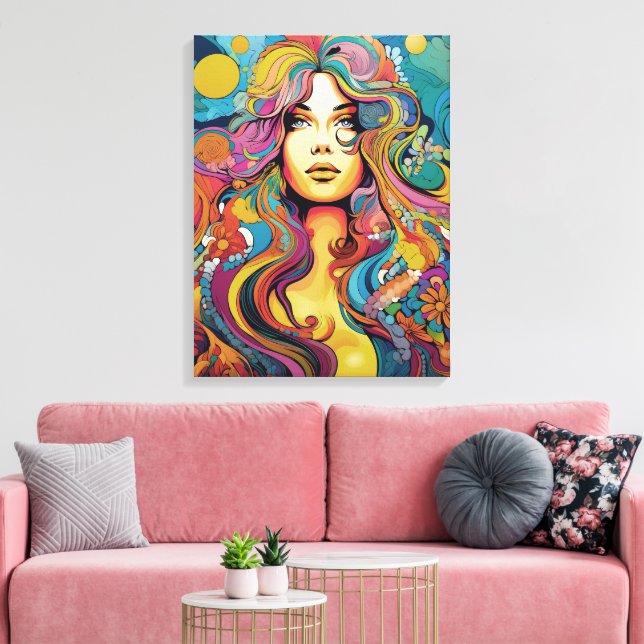 Lienzo Bohemian 60s 70s Hippy Woman (Insitu (Sala de estar))