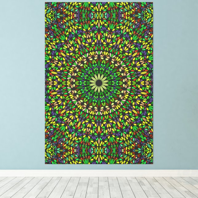 Lienzo Bohemian Green Stone Mandala Premium Wrapped  (Insitu (piso de madera))