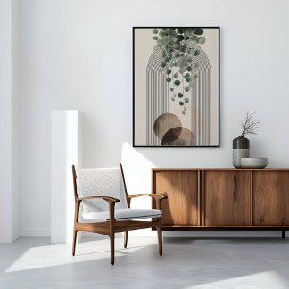 Lienzo Boho Arco Botánico | Minimalista Neutral Eucalipto