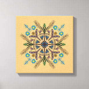 Lienzo Boho Botánico Mandala Tropical Verdor Naranja