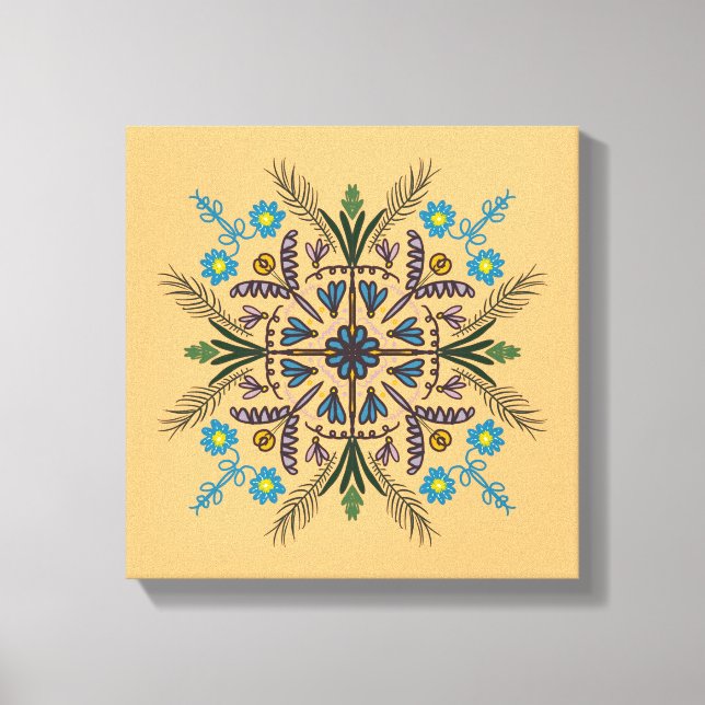 Lienzo Boho Botánico Mandala Tropical Verdor Naranja (Anverso)