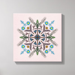 Lienzo Boho Botánico Mandala Tropical Verdor Rosa