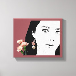 Lienzo Boho chica flores rosadas moda moda ilustracion mo