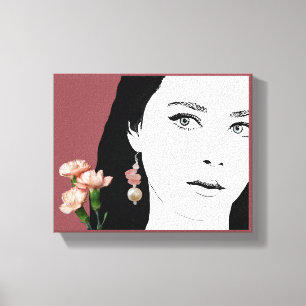Lienzo Boho chica flores rosadas moda moda ilustracion mo