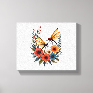 Lienzo Boho Floral Dragonfly