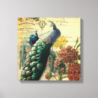 Lienzo boho floral french country moderno vintage peacock
