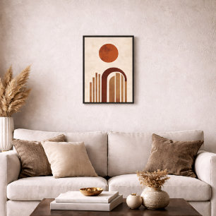 Lienzo Boho Geométrico Arco Minimal Terracota Abstracto