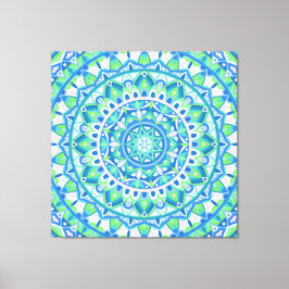 Lienzo Boho Mandala Azul Patrón Geométrico Espiritual Aco