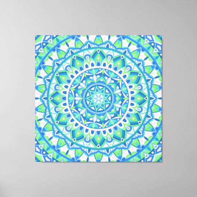Lienzo Boho Mandala Azul Patrón Geométrico Espiritual Aco (Anverso)
