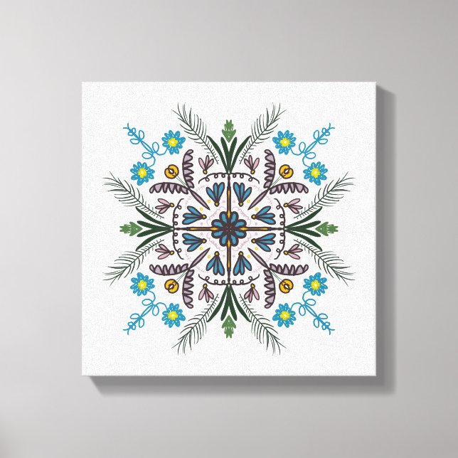 Lienzo Boho Mandala Botánica Verdor tropical Verde (Anverso)