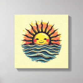 Lienzo Boho Sun Smiley Canvas Wall Art Imprimir