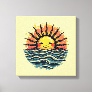 Lienzo Boho Sun Smiley Canvas Wall Art Imprimir