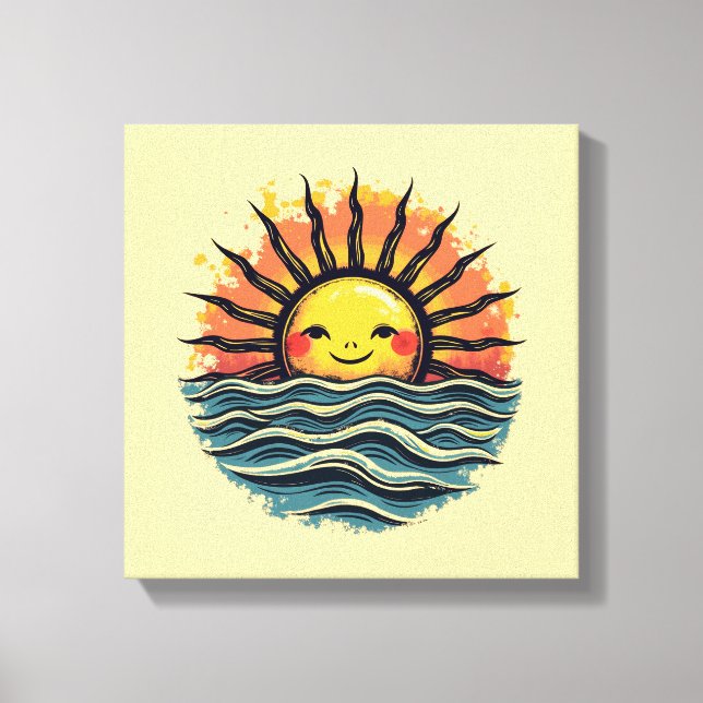 Lienzo Boho Sun Smiley Canvas Wall Art Imprimir (Anverso)