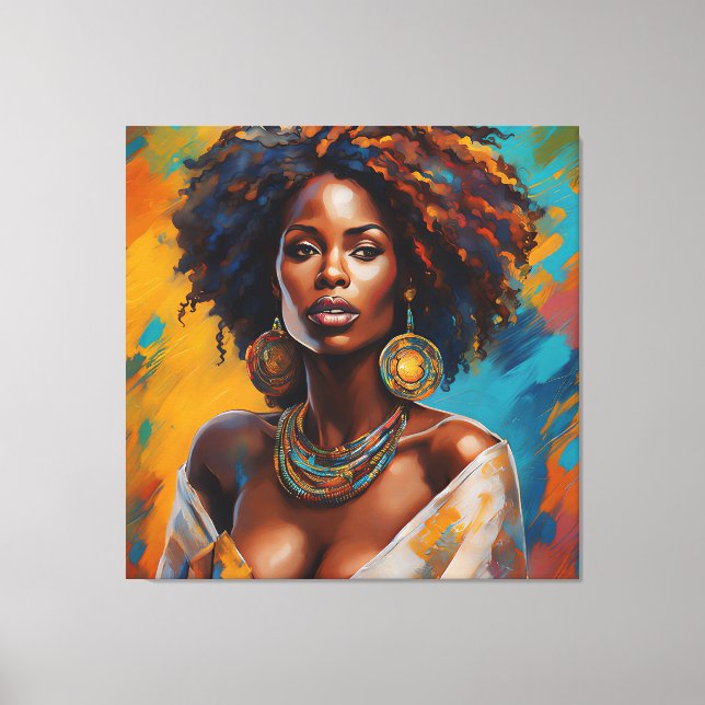 Lienzo Boho Woman in Sunflower Expressive Hippie (Anverso)