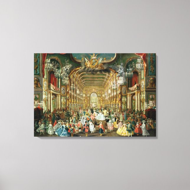 Lienzo Bola enmascarada en el Hoftheater, Bonn, 1754 (Anverso)