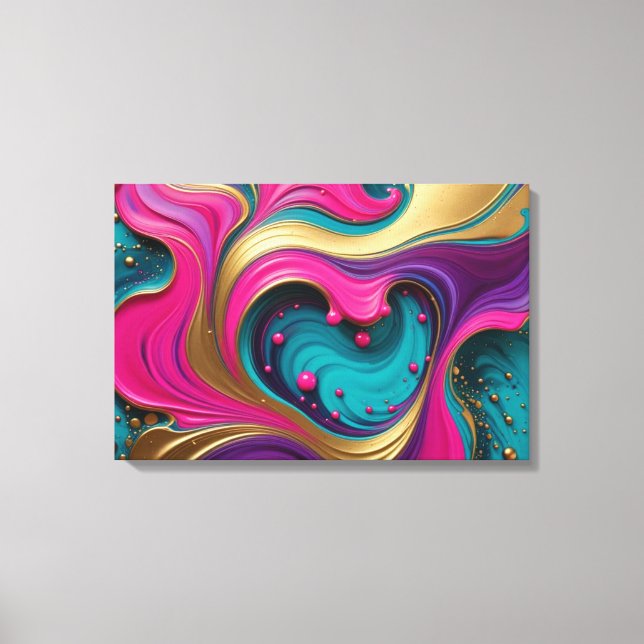 Lienzo Bold Abstract Heart Swirl – Modern Colorful Art (Anverso)