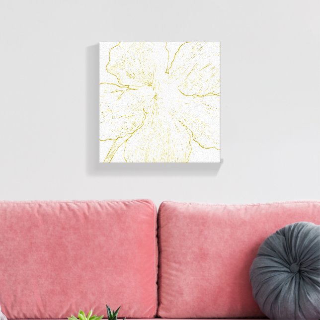 Lienzo Bold Gold Floral Line Art Minimalist Macro Bloom  (Insitu (Sala de estar))
