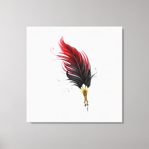 Lienzo Bolígrafo pluma roja con plumilla dorada