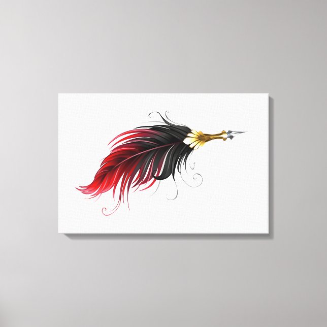 Lienzo Bolígrafo pluma roja con plumilla dorada (Anverso)