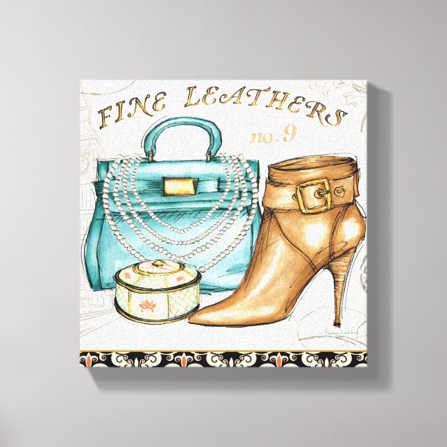 Lienzo Bolsa y zapato de cuero fino (Anverso)