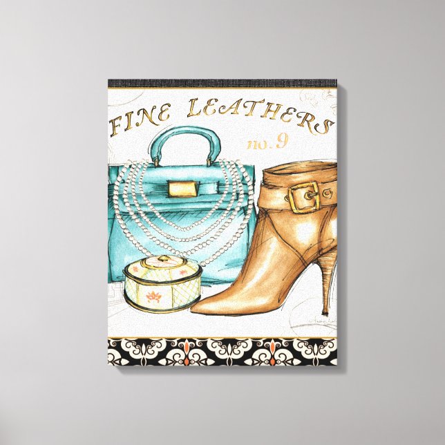 Lienzo Bolsa y zapato de cuero fino (Anverso)