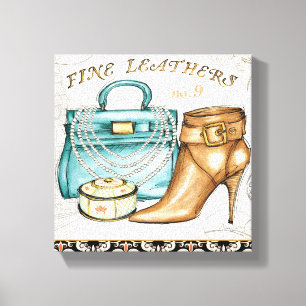 Lienzo Bolso de cuero y zapato finos